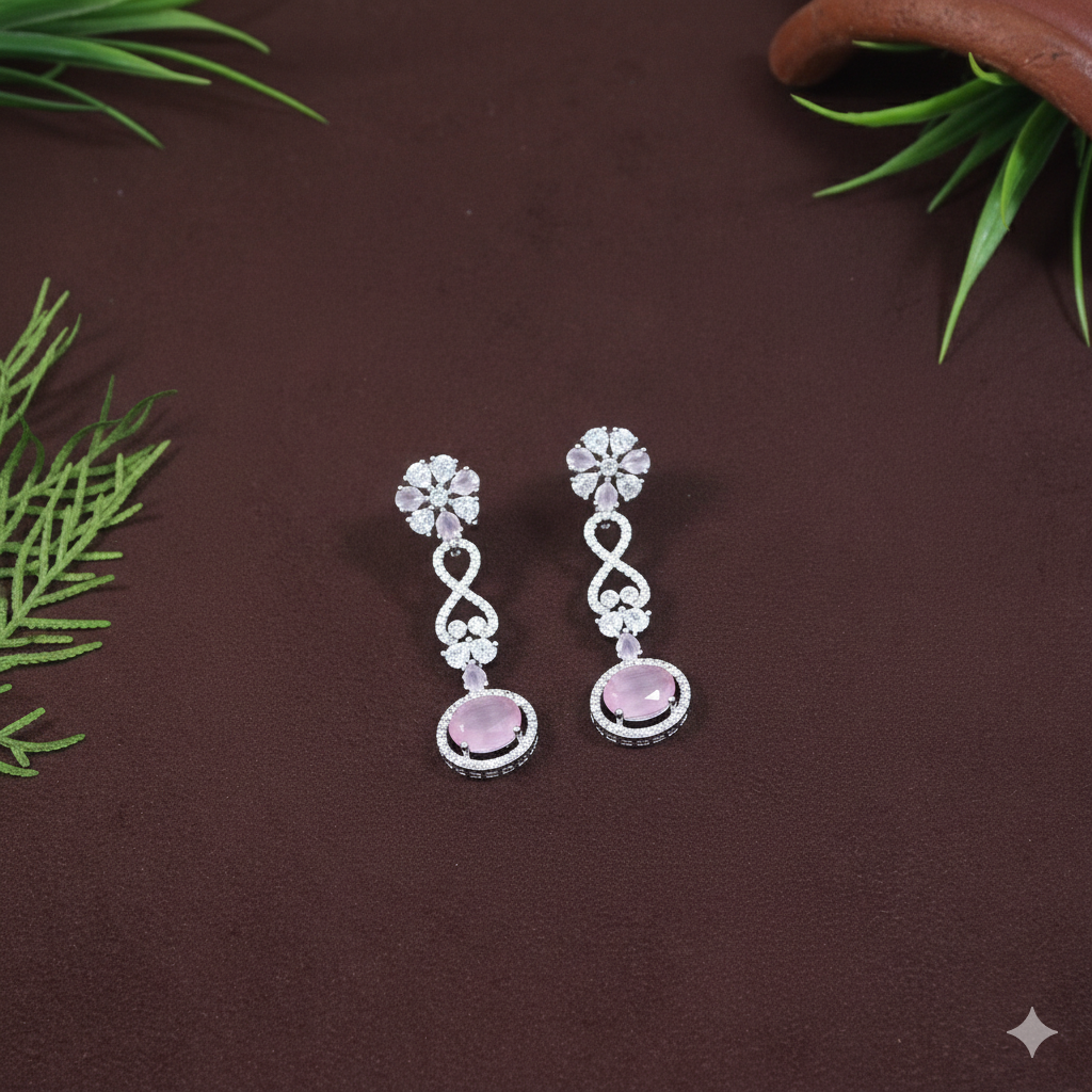 Zircon Silver Chokar Necklace Set