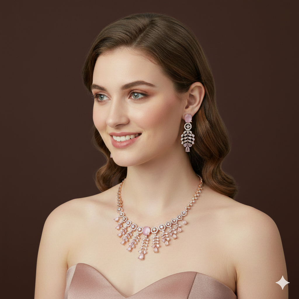 American Diamond Zircon Necklace Set