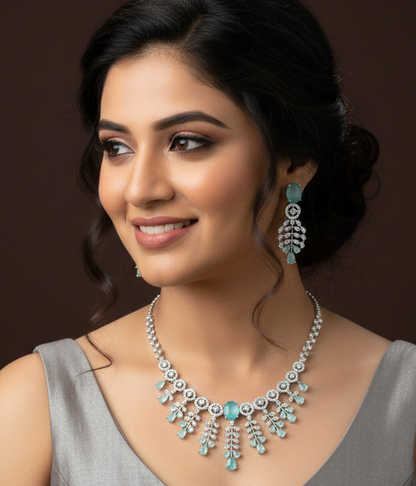 American Diamond Zircon Necklace Set