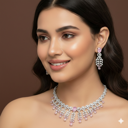 American Diamond Zircon Necklace Set