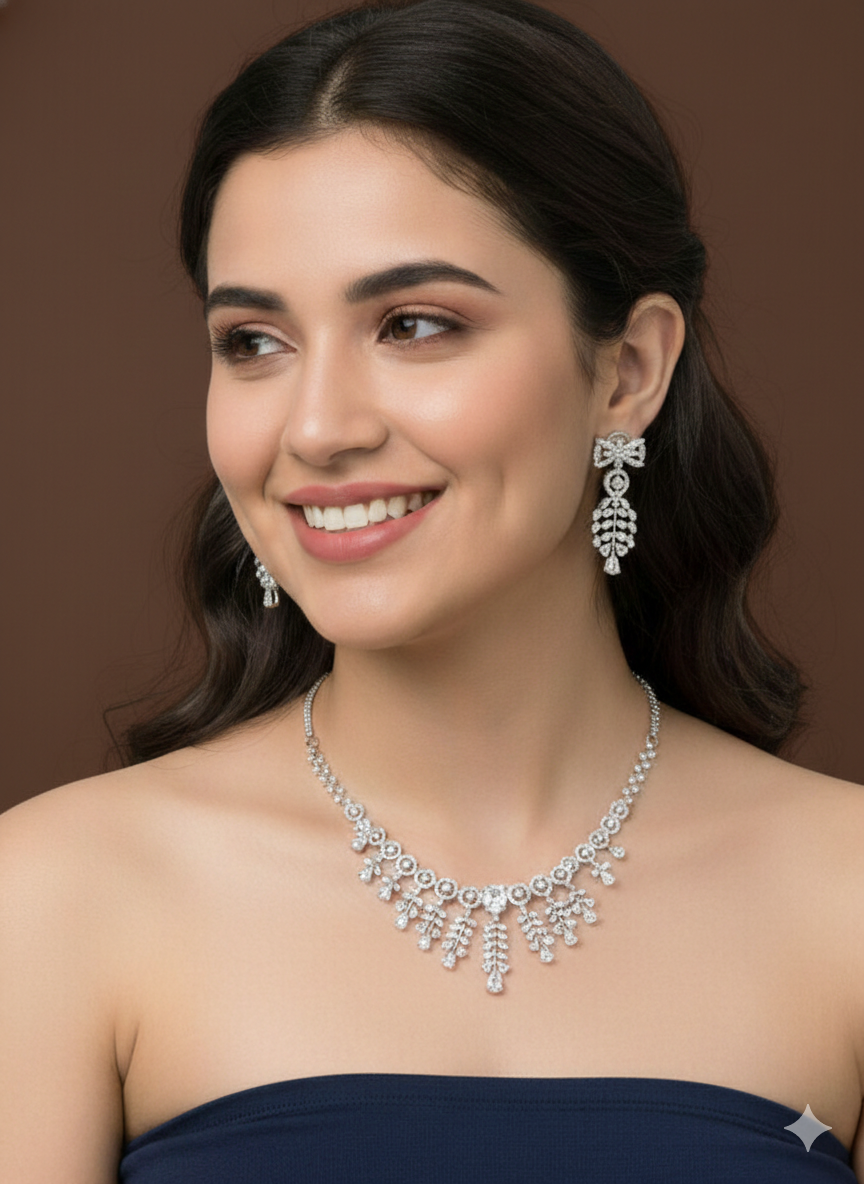 American Diamond Zircon Necklace Set