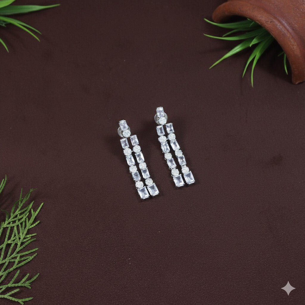Two Layer Zircon Silver Necklace Set