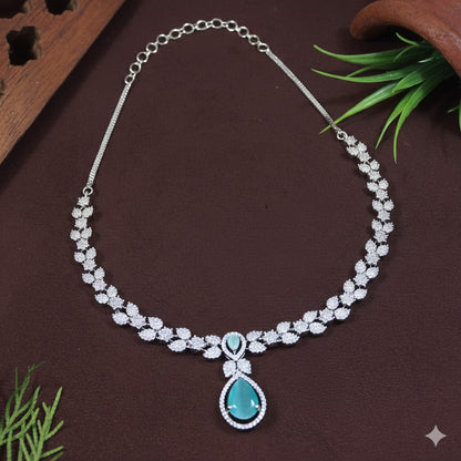 Silver Zircon Necklace Set