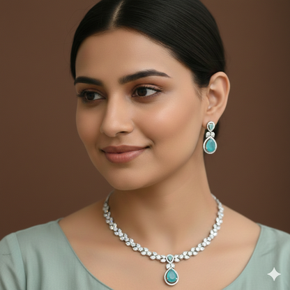 Silver Zircon Necklace Set