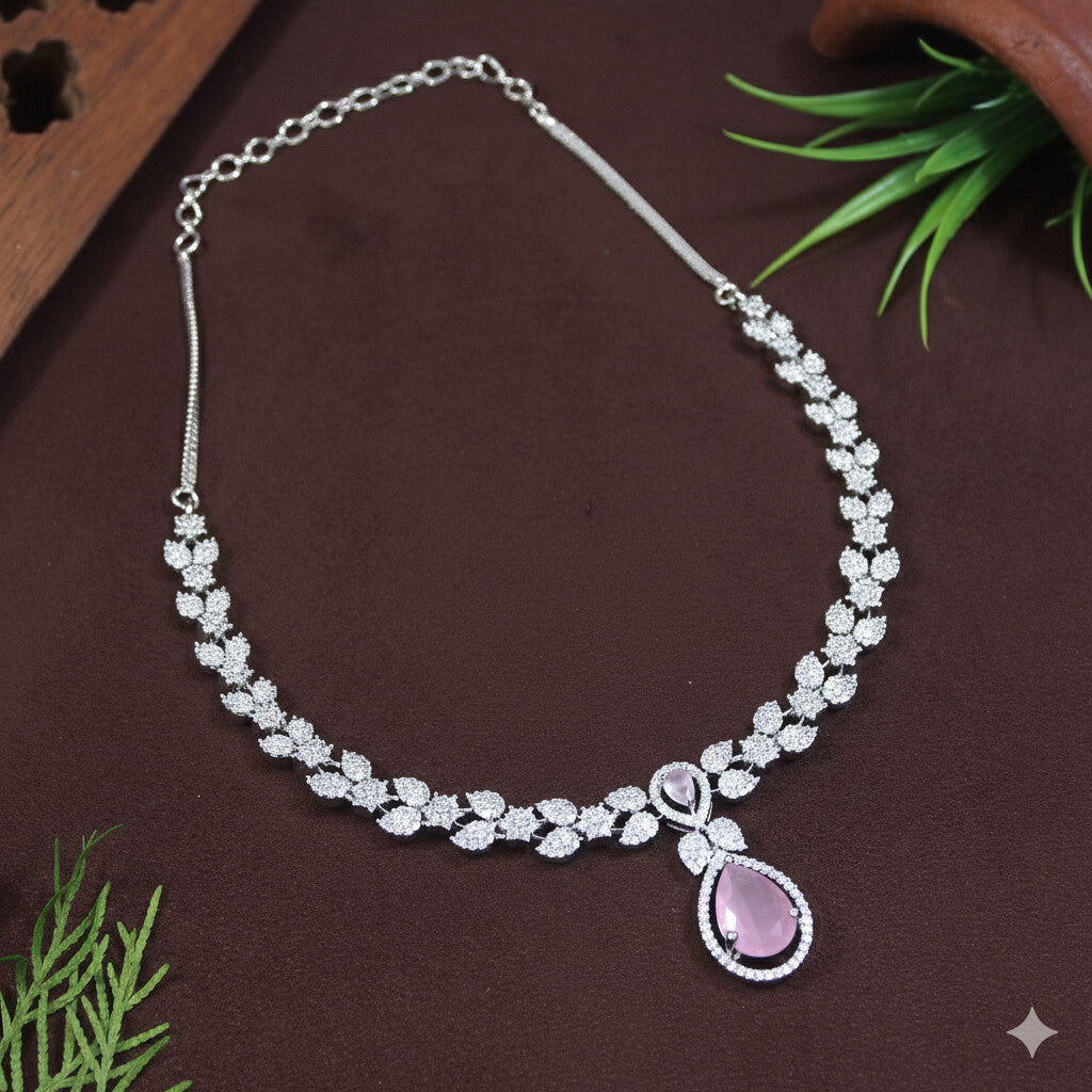 Silver Zircon Necklace Set