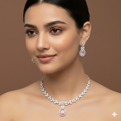 Silver Zircon Necklace Set