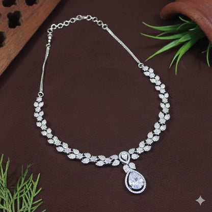 Silver Zircon Necklace Set