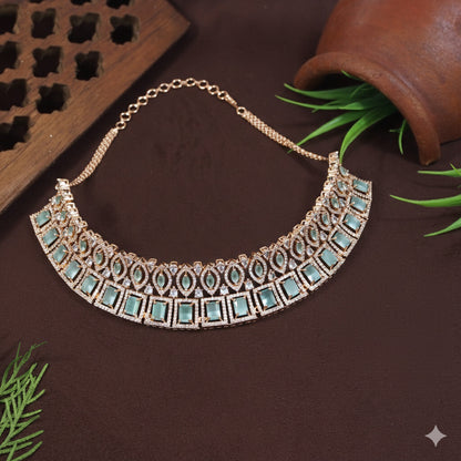 Zircon Mint Rose Gold Necklace Set