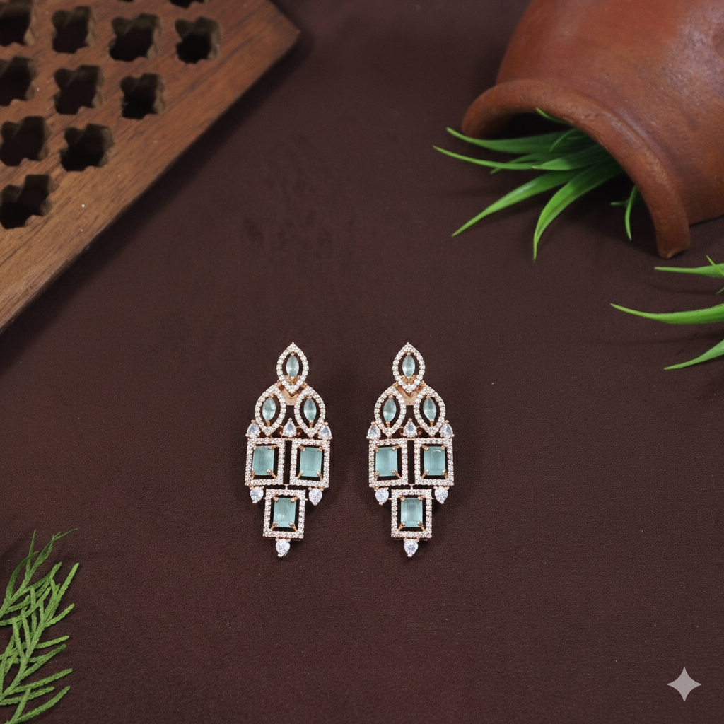 Zircon Mint Rose Gold Necklace Set