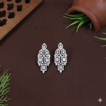 Zircon Mint/Pink Silver Necklace Set