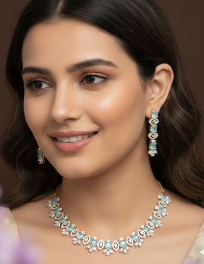 American Diamond Zircon Necklace Set