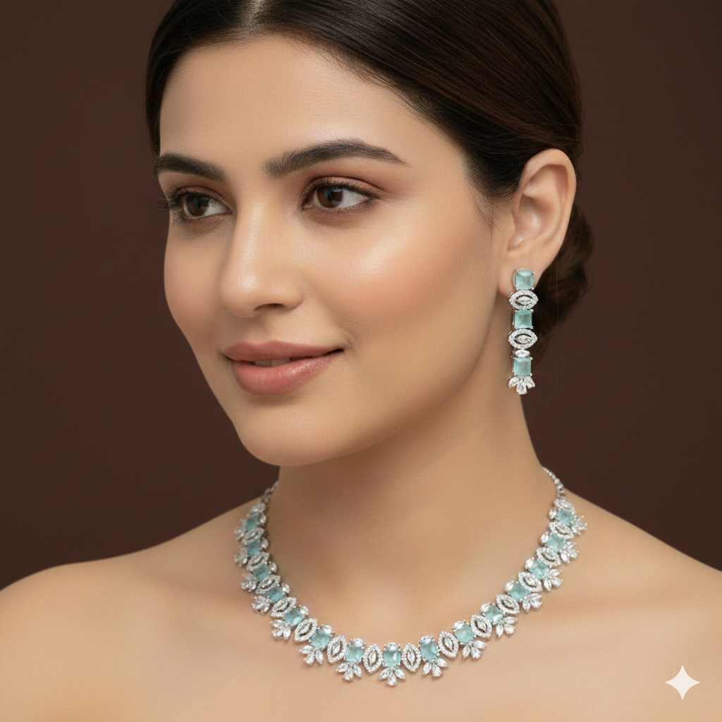 American Diamond Zircon Necklace Set