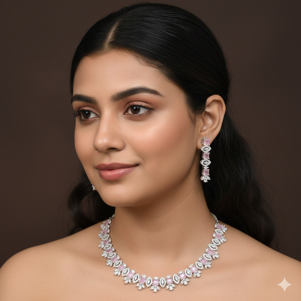 American Diamond Zircon Necklace Set