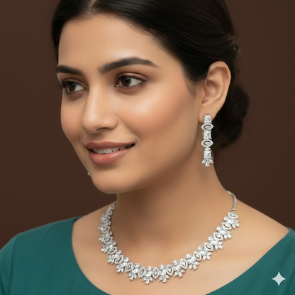 American Diamond Zircon Necklace Set
