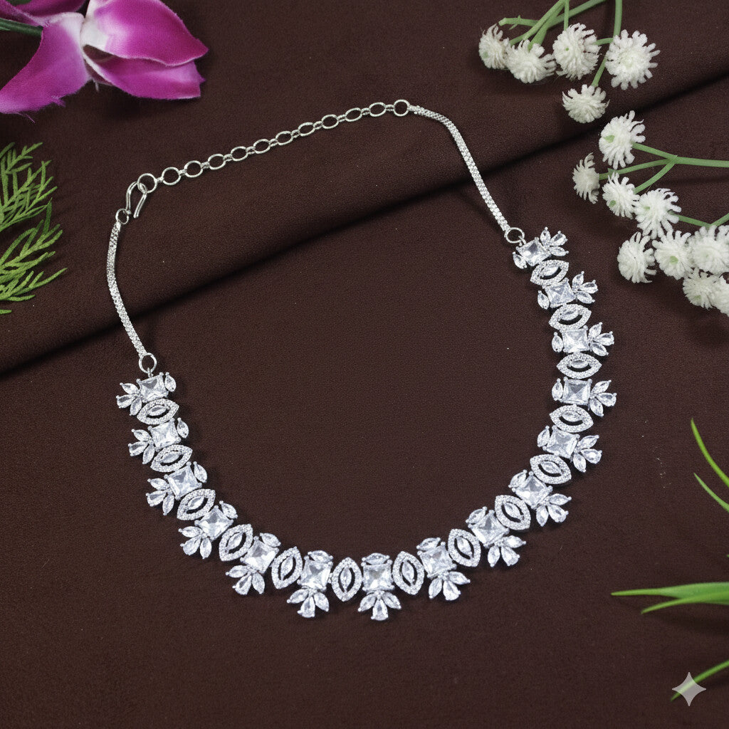 American Diamond Zircon Necklace Set